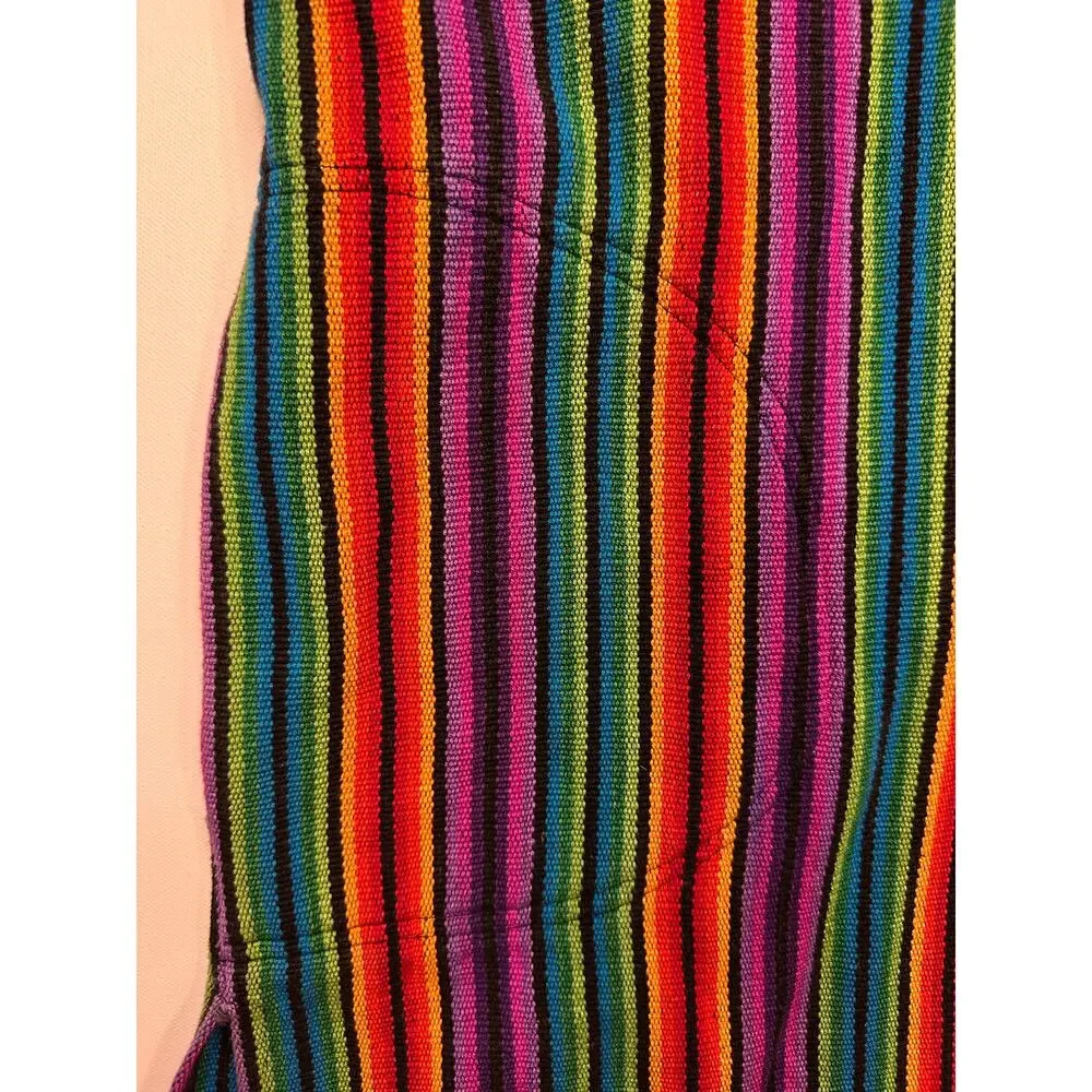 Vintage 1980’s Carolene De Mesilla Woven Striped Fringe Kimono Poncho Jacket - Picture 4 of 9